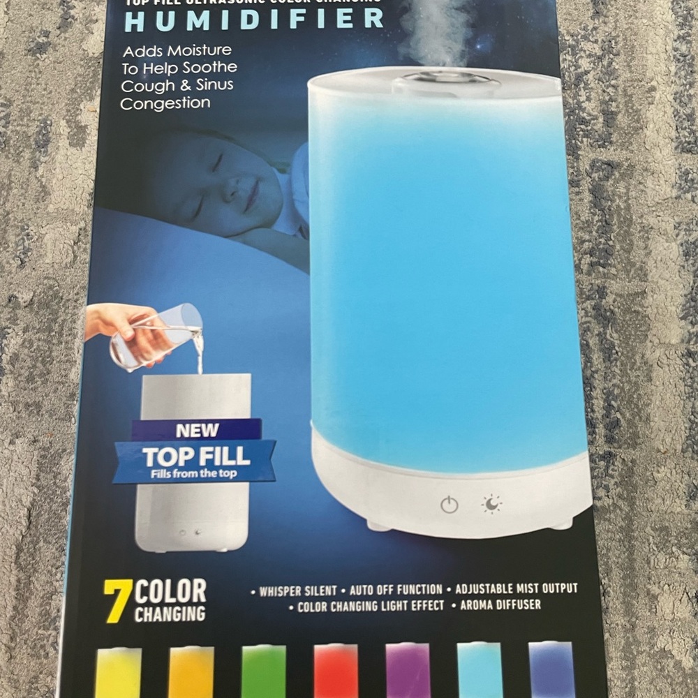 Bell + Howell Top Fill Ultrasonic Aroma Diffusing Color Changing Humidifier - Picture 2 of 2
